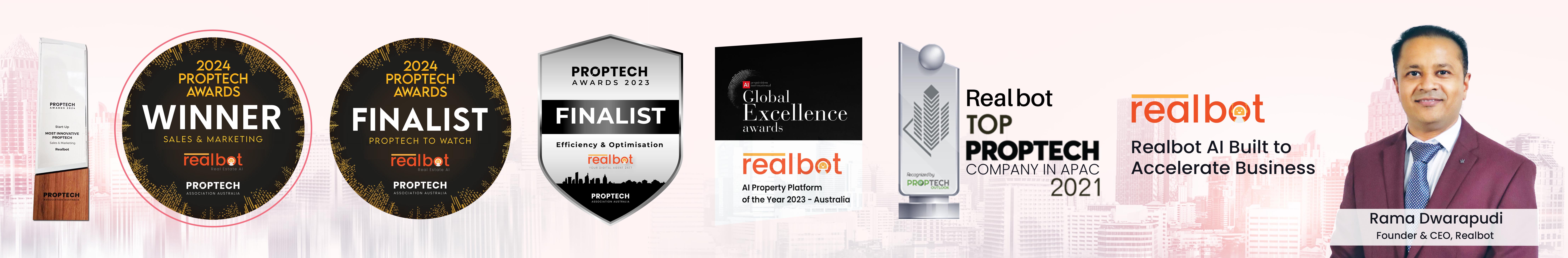 Realbot founder Rama Dwarapudi at industry awards