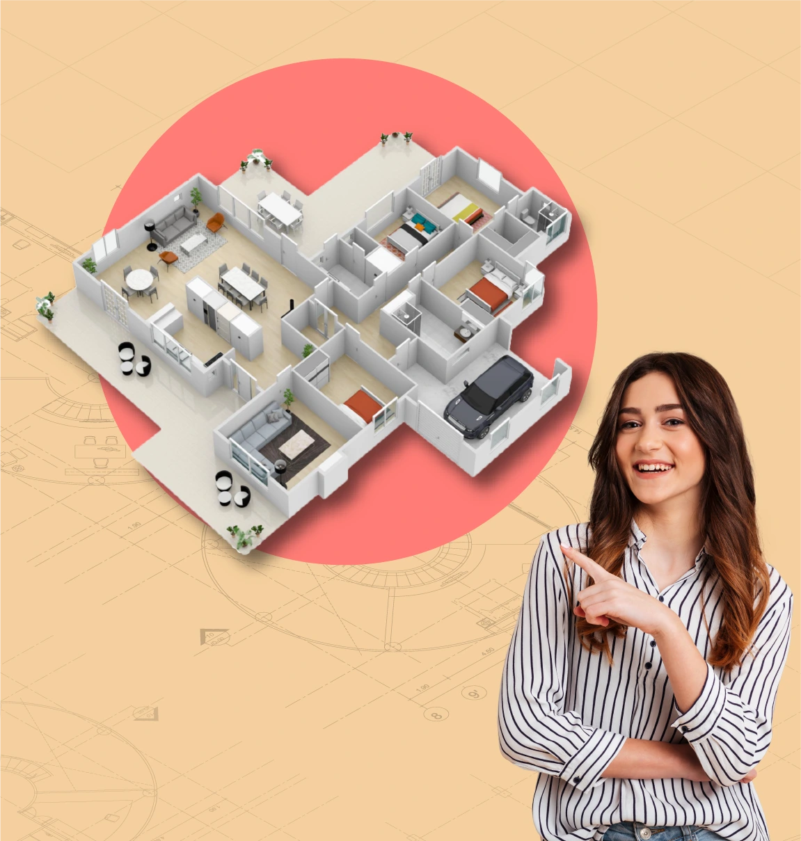 2D and 3D floor plan sample
