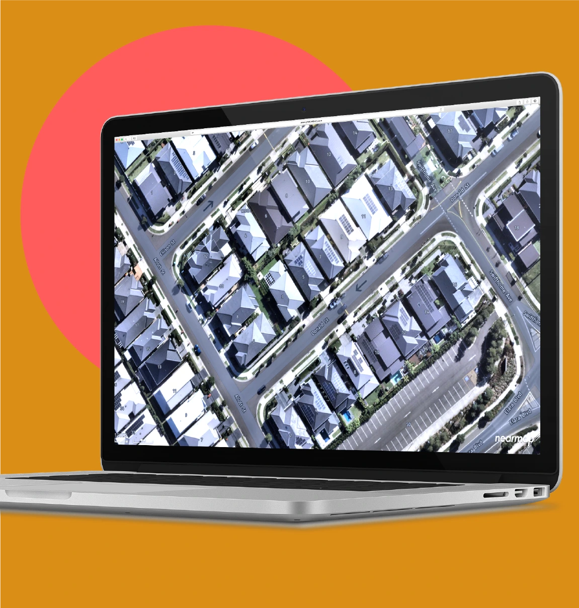 Aerial drone photography of property and neighbourhood